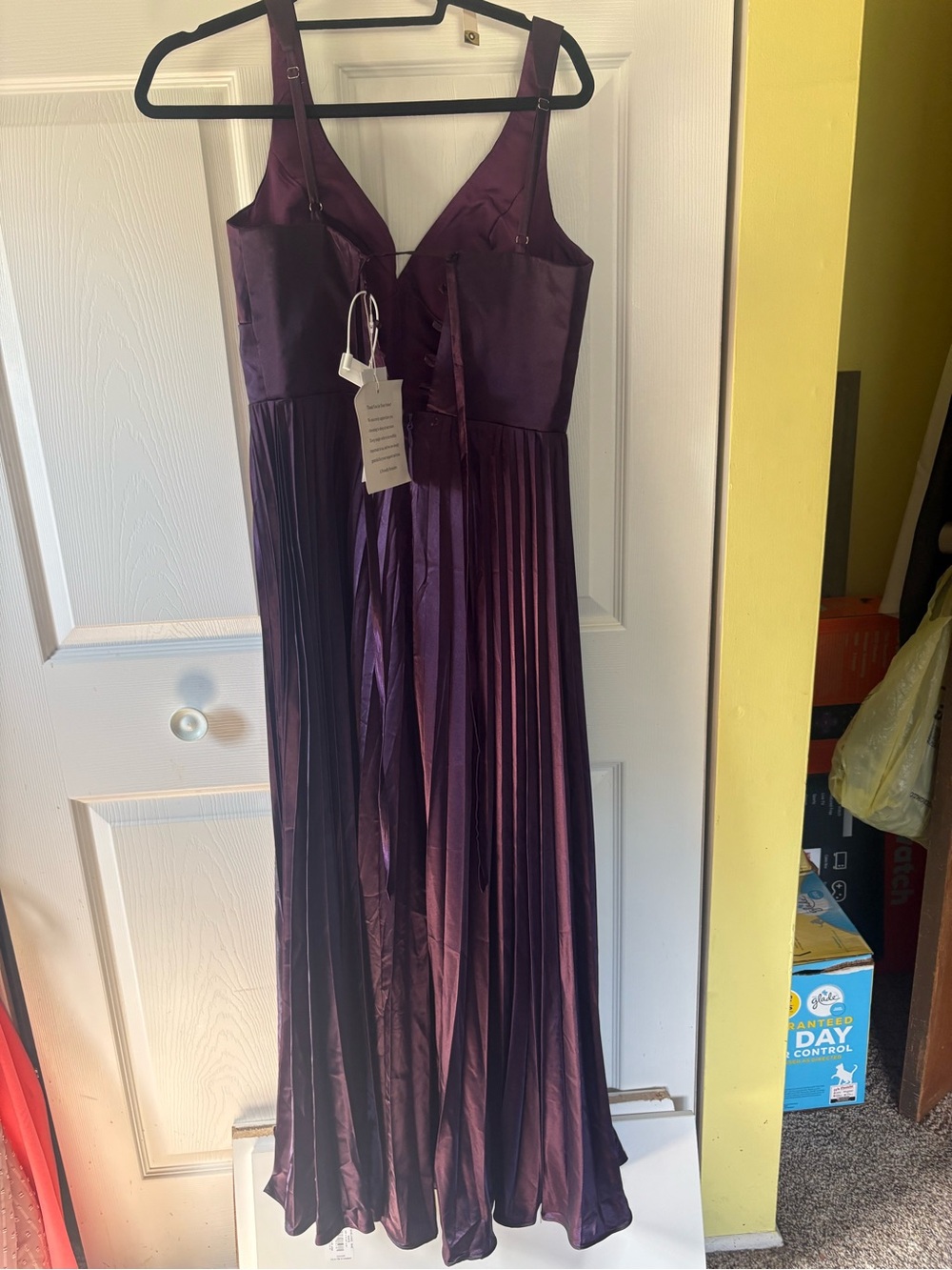 Women's Deep Plum Satin Pleated Nightgown